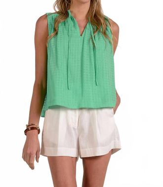 Elan Tie V-Neck Top In Mint