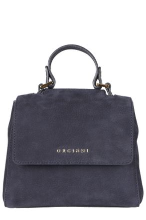 Orciani Charcoal Sveva XS Nabucco Embossed Leather Handbag