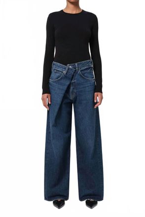 A Gold E Vana Fold Waistband Wide-Leg Jeans In Nexus
