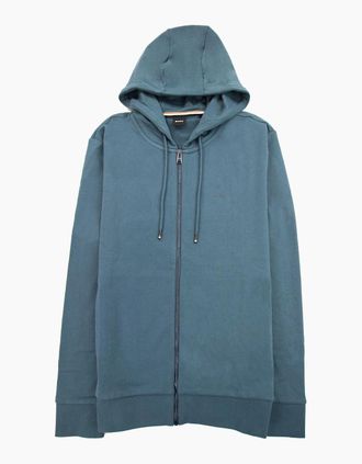 HUGO BOSS Mens Hugo Boss Seeger 92 Zip Hoodie Rubber Logo Turquoise 445 - Size: 38