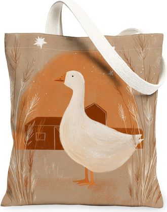 Generic Autumn Duck Canvas Tote Bags, Nature Inspired Lightweight Washable Grocery Bags, Eco-Friendly Reusable Shopping for Travel, Brown, 13x15 Inch
