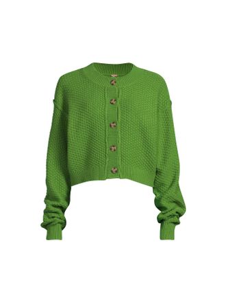 Free People Womens Lila Cardigan Green