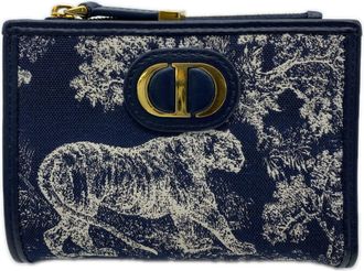 Dior Navy White Cotton Leather Wallet (Bi-Fold) (Pre-Owned)
