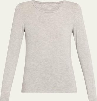 Majestic Filatures Soft Touch Flat-Edge Long-Sleeve Crewneck Top
