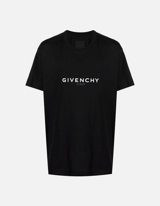 Givenchy Mens Givenchy Reverse Paris Logo Print Oversized T-Shirt in Black - Size: 38