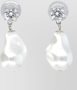 Self Portrait crystal embellished pearl drop earrings