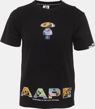 A Bathing Ape Aape A Bathing Ape Black Graphic Logo Print Jersey Small Aape Head T-Shirt