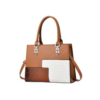 Generic Womens Leather Crossbody Bag Spacious Capacity Top Handle Bags-Tote Handbag Bag with Detachable Shoulder Strap, Work, Travel (Brown,One Size)