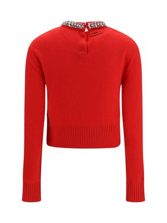 Pinko Womens Berlino Wool Sweater Rosso Ibisco