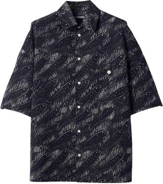 Jacquemus Relaxed Silk-Blend Abstract Fish Shirt