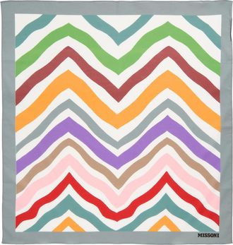 Missoni Zigzag Print Cotton Square Scarf in 0001 White Multi at Nordstrom