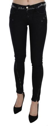 Costume National Zwart Lage Taille Rits Leg Skinny Denim Jeans