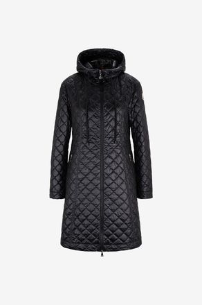 Moncler Lange leichte Daunenjacke mit Rautensteppung Bagnac