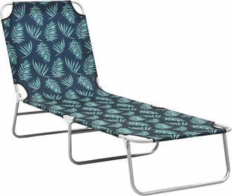 vidaXL Vidaxl - Tumbona plegable de acero y tela estampado de hojas