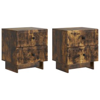 vidaXL Armario De Noche 2 Pcs Roble Ahumado 43 X 34,5 X 47,5 Cm Vidaxl
