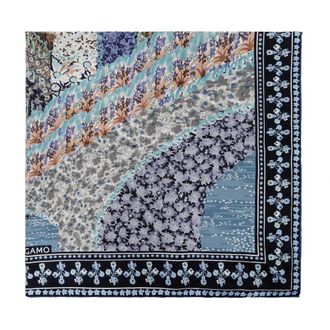 Ferragamo Fiorenza Sjaal - Dames - Accessoires - Blauw - Maat: ONE Size Zijde