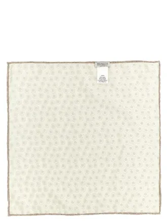 Brunello Cucinelli Polka Dot Silk Pocket Square - Cream