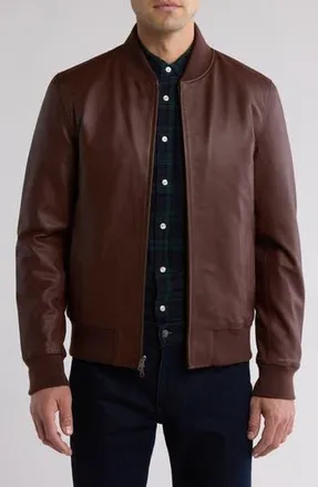 Slate & Stone Padded Leather Bomber Jacket in Cognac Brown at Nordstrom Rack, Size Medium