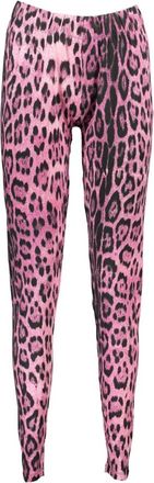 Cavalli Roze Leggings voor Dames met Print Logo - Dames - Leggings - Roze - 2XL - Broeken