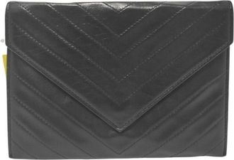 Saint Laurent Black Leather Clutch Bag (Pre-Owned)