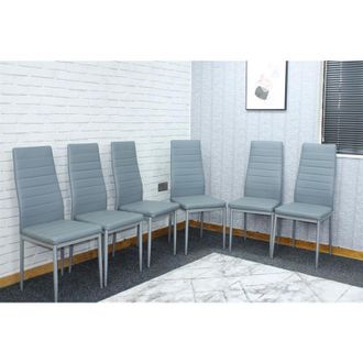 Kosy Koala Leather Dining Chairs Set of 6 Grey Kitchen Chairs