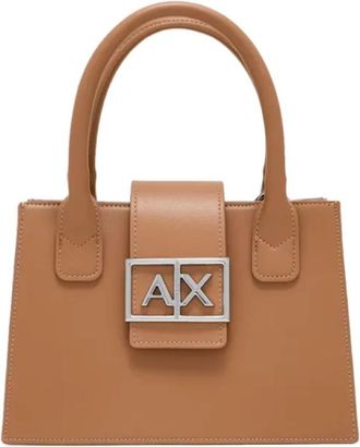 A|X Armani Exchange Chique Gestructureerde Luxe Handtas - Dames - Handtassen - Bruin - ONE Size - Polyester - Tassen