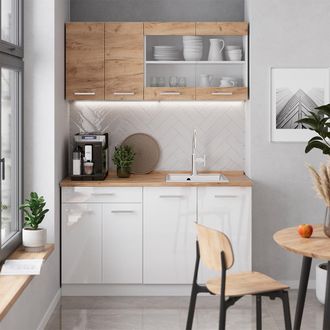 Vicco Cocina Vers&aacute;til R-line, Oro Potencia Roble/blanco, 140 Cm Muebles Bicolor, Enc Roble, Vicco