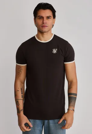 Siksilk Mens Brown,Stone Ringer T-Shirt XXL