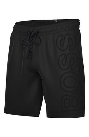 BOSS Whale Logo Swim Trunks in Black at Nordstrom Rack, Size Xx-Large