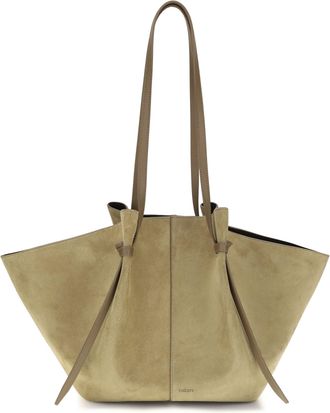 Yuzefi Womens Shoulder Bag Suede Leather Fennel Calf