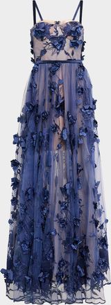 Bronx and Banco Anastasia Embroidered Floral Applique Gown