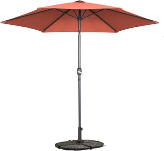 Oviala Parasol derecho inclinable de 3m y 4 losas de aluminio con peso rosso