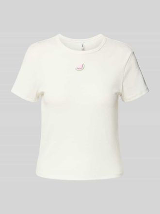 Only Regular Fit T-Shirt in Rippoptik Modell DANIELLA in Weiss, Gr&ouml;&szlig;e L