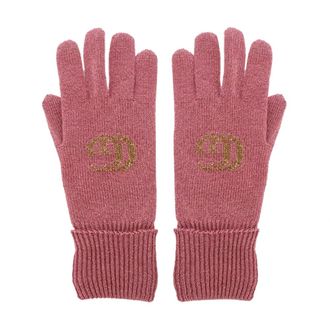 Gucci Accessoires, Dames, Roze, M, Kasjmier, GG Monogram Lurex Handschoenen