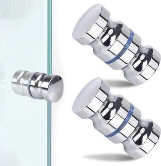 OEM Juego De 2 Manijas Para Puerta De Ducha De Acero Inoxidable 304 - Cromo Pulido - Di&aacute;metro 30 Mm - Para Vidrio De 6-12 Mm