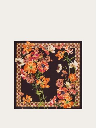 Ferragamo Womens Black Floral Silk Scarf