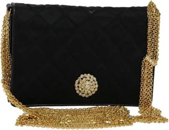 Chanel Pre-owned Cross Body Bags, female, Black, Size: ONE SIZE Pre-owned Satin Cross Body Bag
