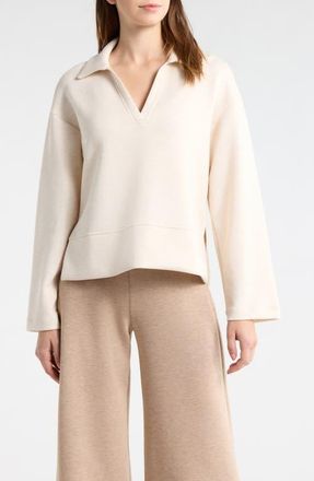 Spanx AirEssentials Polo Sweatshirt in Oatmeal Heather at Nordstrom, Size X-Small