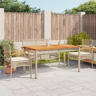 vidaXL Set Comedor De Jard&iacute;n 5 Pzas Con Cojines Rat&aacute;n Sint&eacute;tico Beige Vidaxl