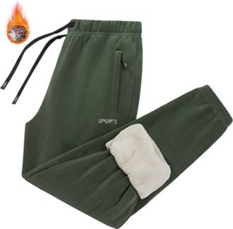 Generic Fleece Lined Camo Joggers for Men Elasticated Waist Camouflage Trousers Warm Sweatpants Casual Tracksuit Bottoms Zip Pockets, Z01-Green, 6XL