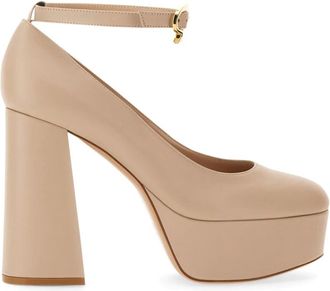Gianvito Rossi Mary Jane Pump - Dames - Pumps - Beige - 39 1/2 EU - Leer - Schoenen