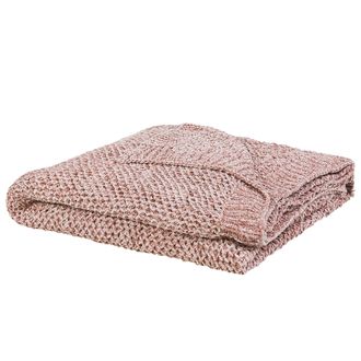 Beliani Beliani - Manta De Punto De Chenilla Rosa 150 X 200 Cm Dormitorio Sala De Estar Suave Felpa Haifa