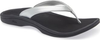 Olukai Ohana Flip Flop in Silver/black at Nordstrom, Size 11