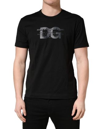 +39 Masq Black Logo DG Print Cotton Crew Neck Mens T-shirt