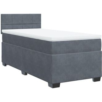 vidaXL Vidaxl - Cama Box Spring Con Colch&oacute;n Terciopelo Gris Oscuro 80x200 Cm
