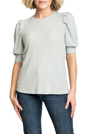 Gibsonlook Pointelle Puff Sleeve Knit Top in Chambray at Nordstrom, Size Small