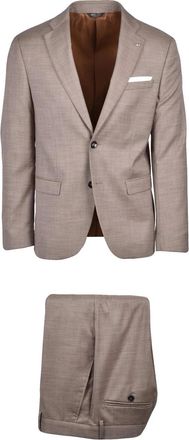 Berry & Brian Brown Polyester Viscose Elastane Men Suit