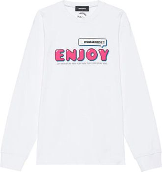 Dsquared2 T-shirt met lange mouwen - Dames - Tops - Wit - Maat: XL Katoen