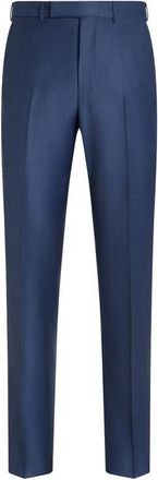 Ermenegildo Zegna Flat Front Wool Trousers in Medium Blue at Nordstrom, Size 40 Us