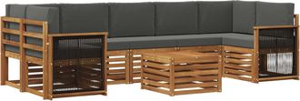 vidaXL Conjunto De Sof&aacute;s De Exterior 8 Uds. Natural Y Antracita Vidaxl